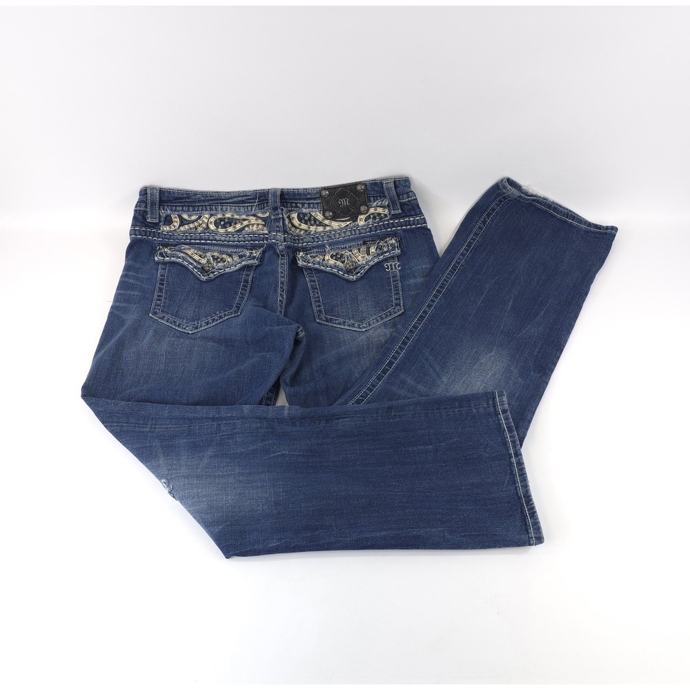 Miss Me Jeans Women's Easy Bootcut Size 36X30 JE6063E4R Embroidered Bedazzled - Picture 2 of 10